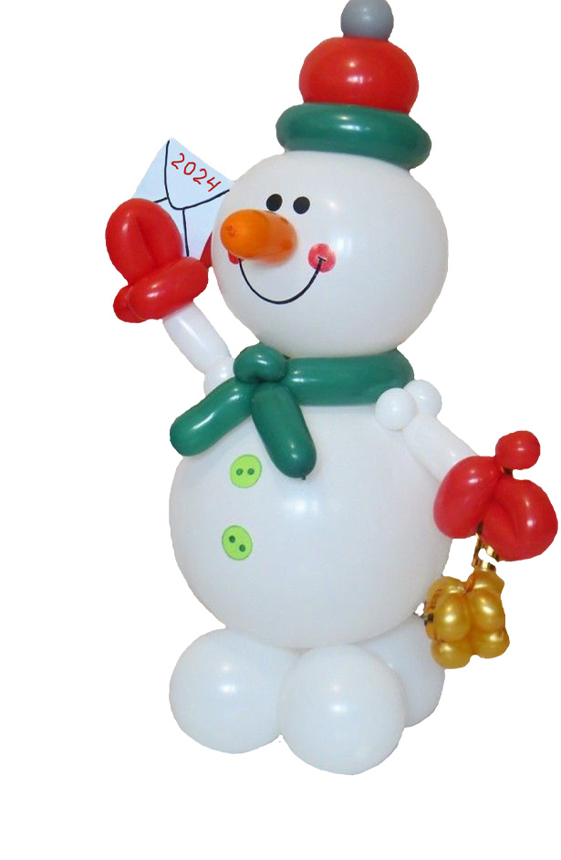 Снеговик с письмом ( фигура из шаров )