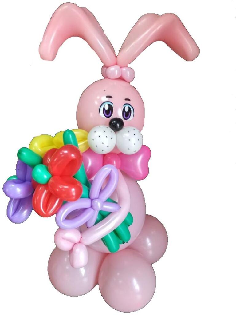 Фигура из шаров  Зайка с букетом 