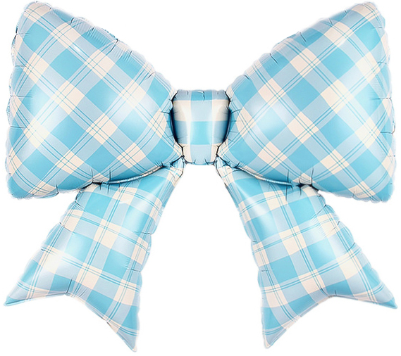 Бант Клетка Виши Голубой Сатин(38"/97см)