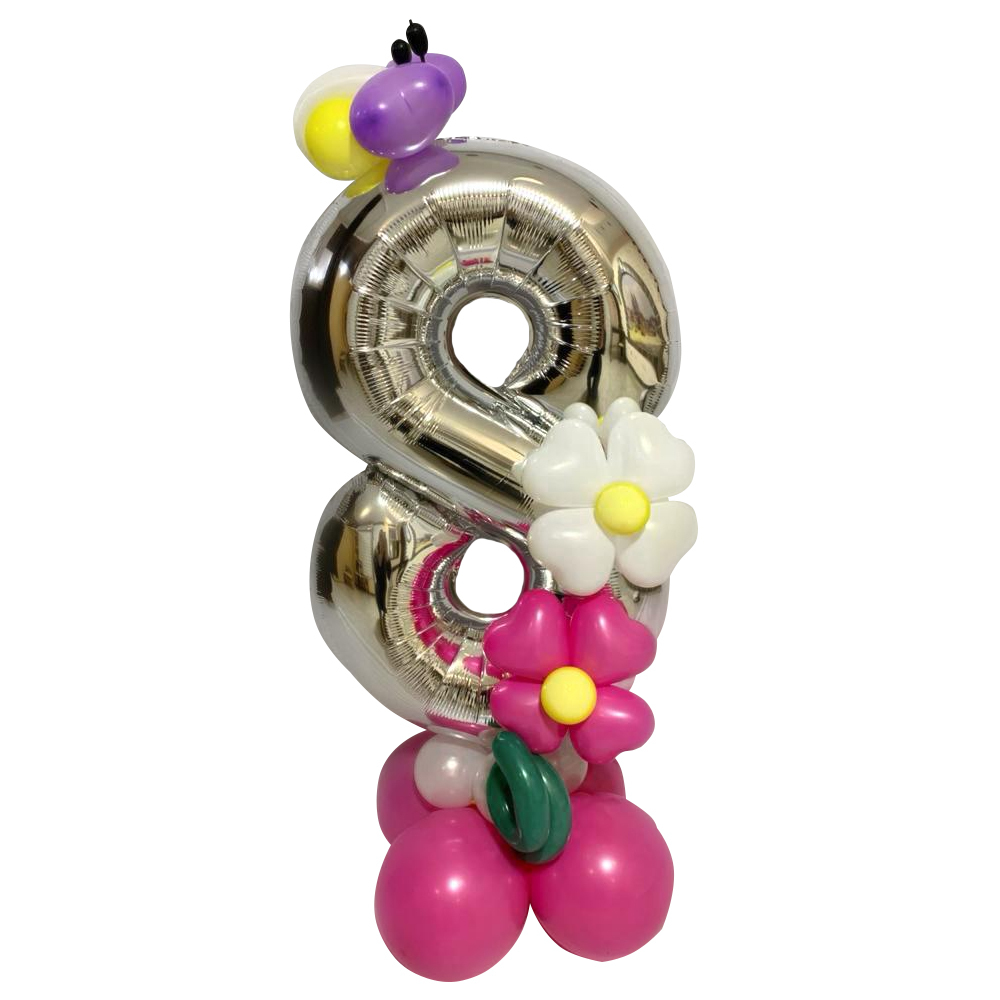 композиция из шаров с цифрой 8 к 8 марта  Цветы