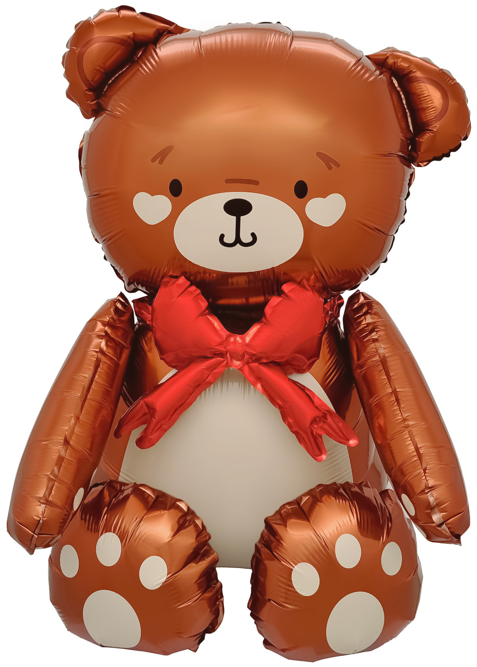 Фигура 3D, Сидячий мишка с бантиком, Коричневый 71 см