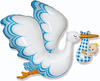 Аист принёс Мальчика (голубой) (38"/97*77 см) Flex Metal