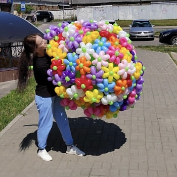 Букет 101 разноцветных ромашек 