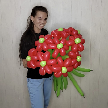 Букет из 9 красных ромашек